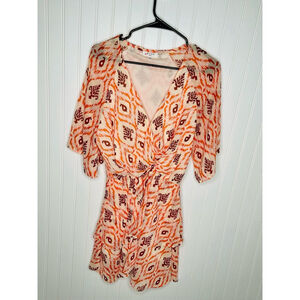 Women's Kilky Paris Dress Size S/M Orange Patterned